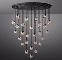 WOMO Ribbed Glass Globe Round Pendant Chandelier - Pearl