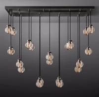 WOMO Ribbed Glass Globe Rectangular Chandelier - Pearl
