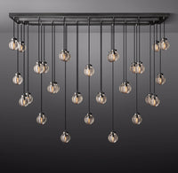 WOMO Ribbed Glass Globe Rectangular Chandelier - Pearl
