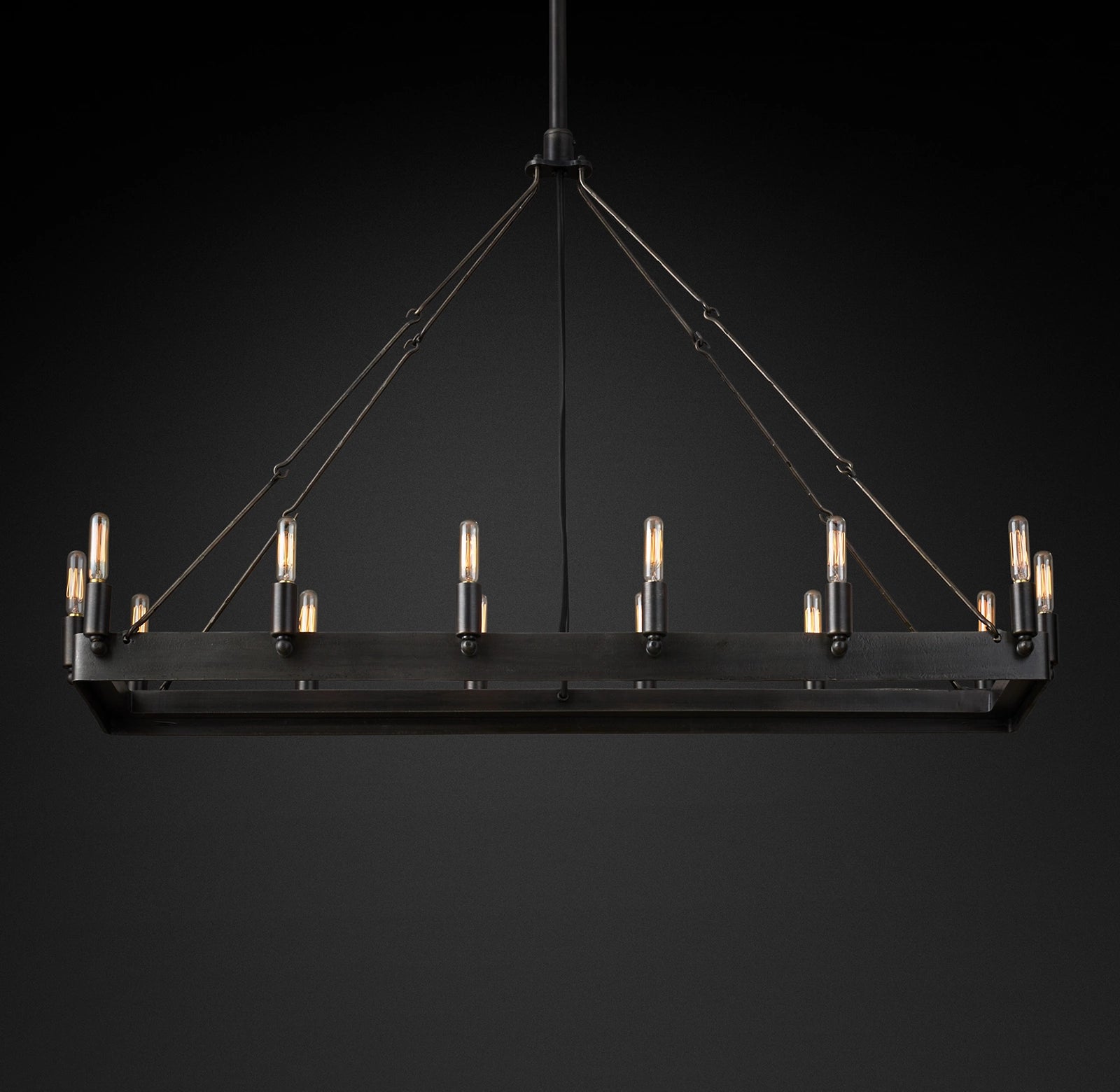 WOMO Filament Tubular Candle Rectangular Chandelier - Camino