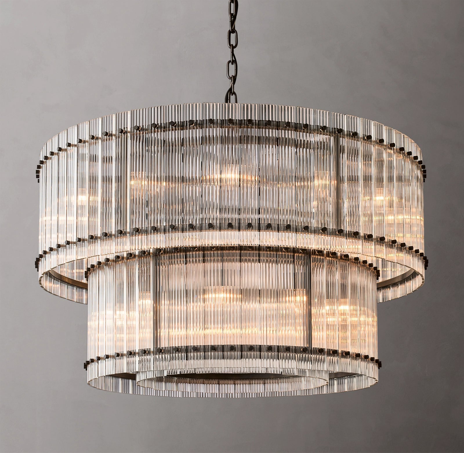 WOMO Ribbed Glass Two-Tier Chandelier - San Marco