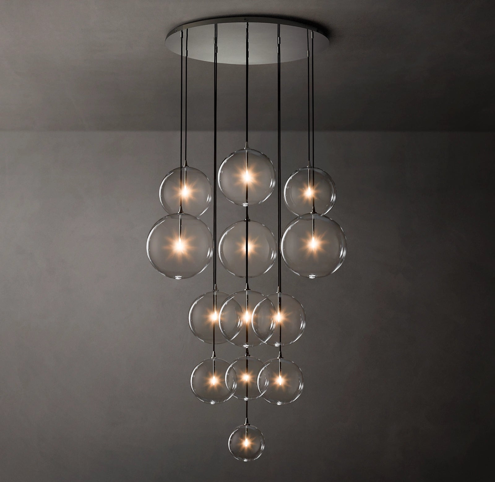 WOMO Blown Glass Globe Cluster Chandelier - Mobile