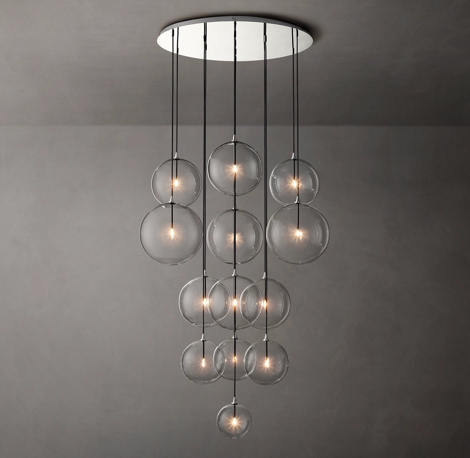 WOMO Blown Glass Globe Cluster Chandelier - Mobile
