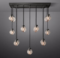 WOMO Ribbed Glass Globe Rectangular Chandelier - Pearl