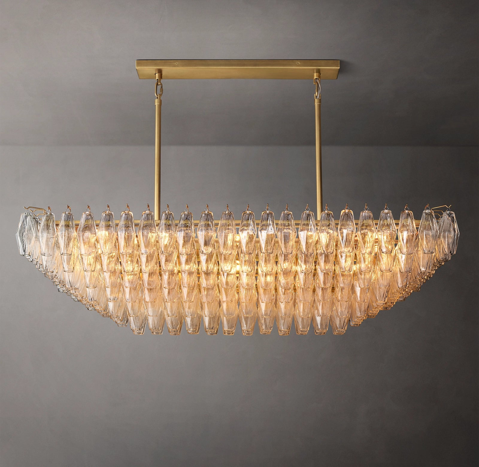 WOMO Clear Murano Glass Tiered Rectangular Chandelier - Chiara
