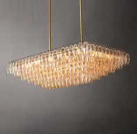 WOMO Clear Murano Glass Tiered Rectangular Chandelier - Chiara