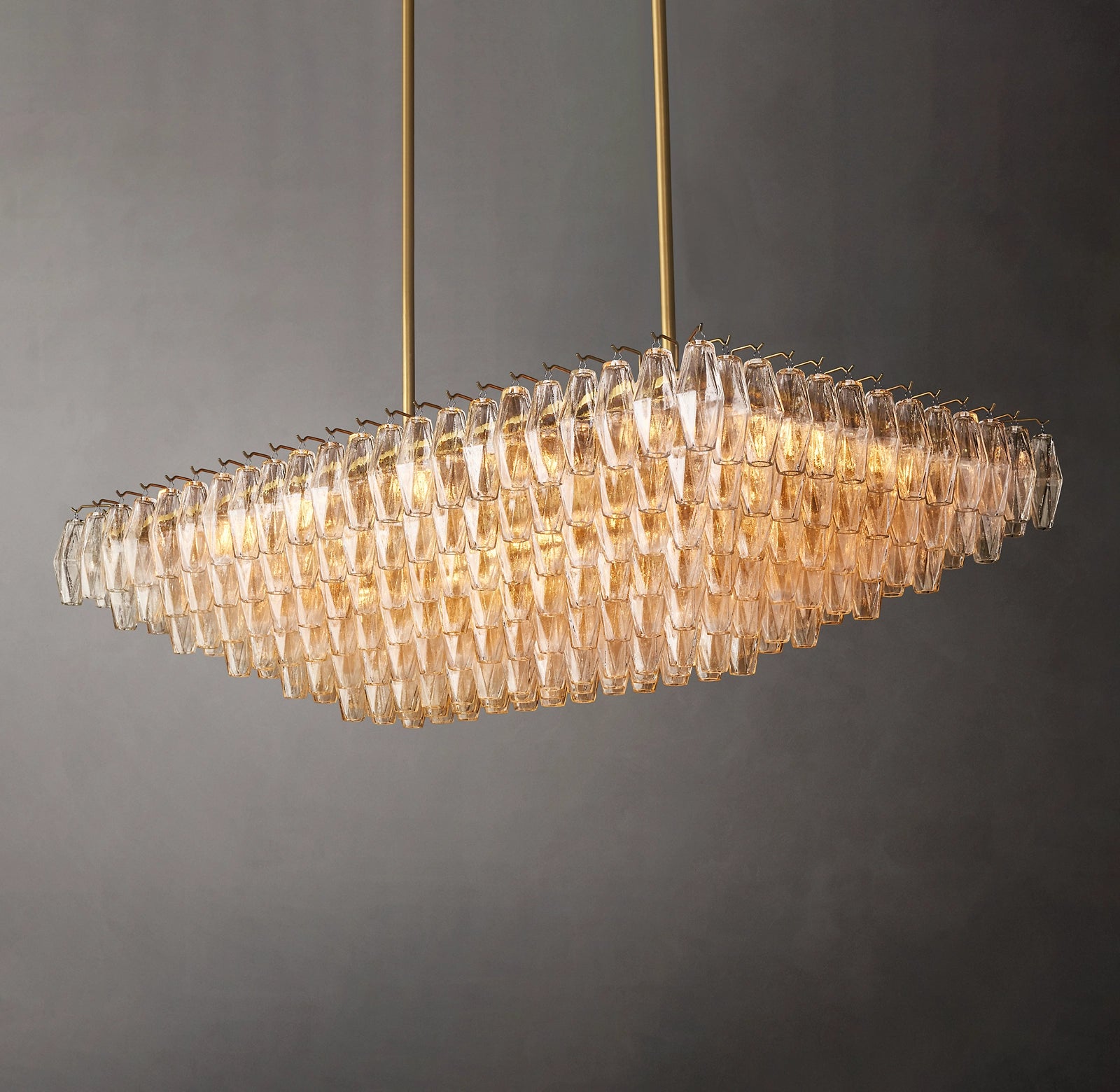WOMO Clear Murano Glass Tiered Rectangular Chandelier - Chiara