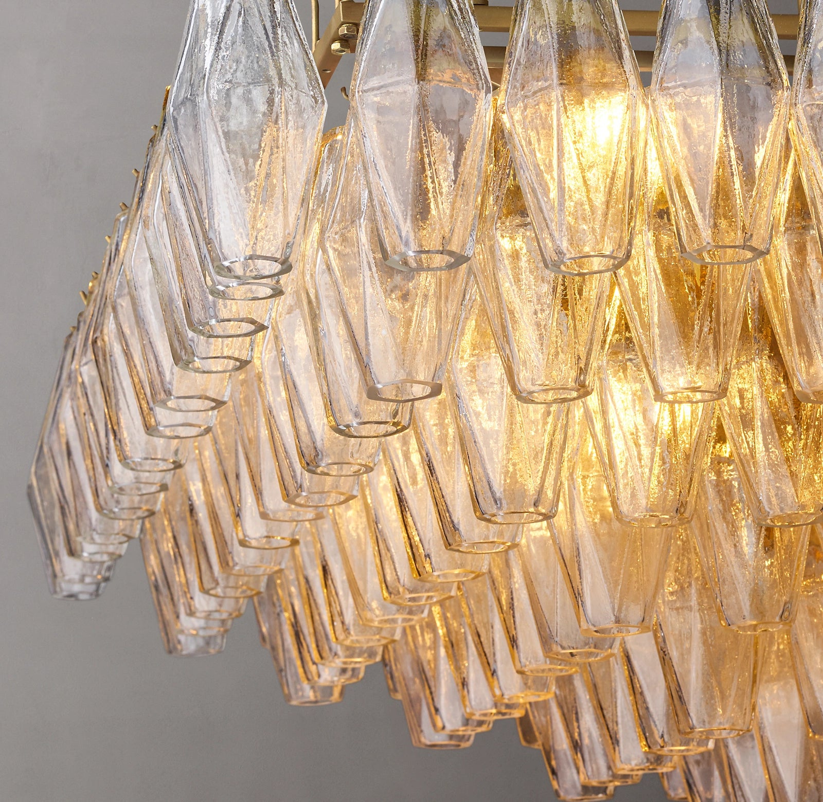 WOMO Clear Murano Glass Tiered Rectangular Chandelier - Chiara