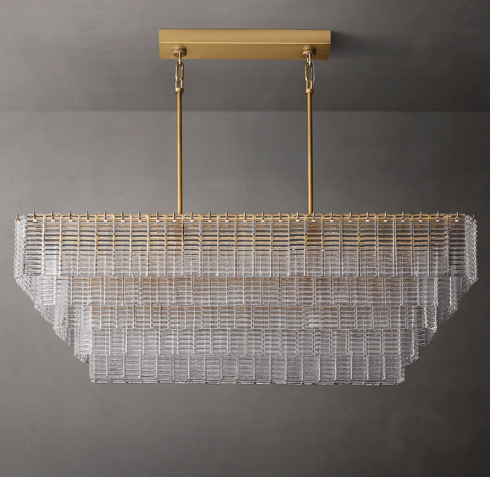 WOMO Ribbed Glass Rectangular Chandelier - Sirene
