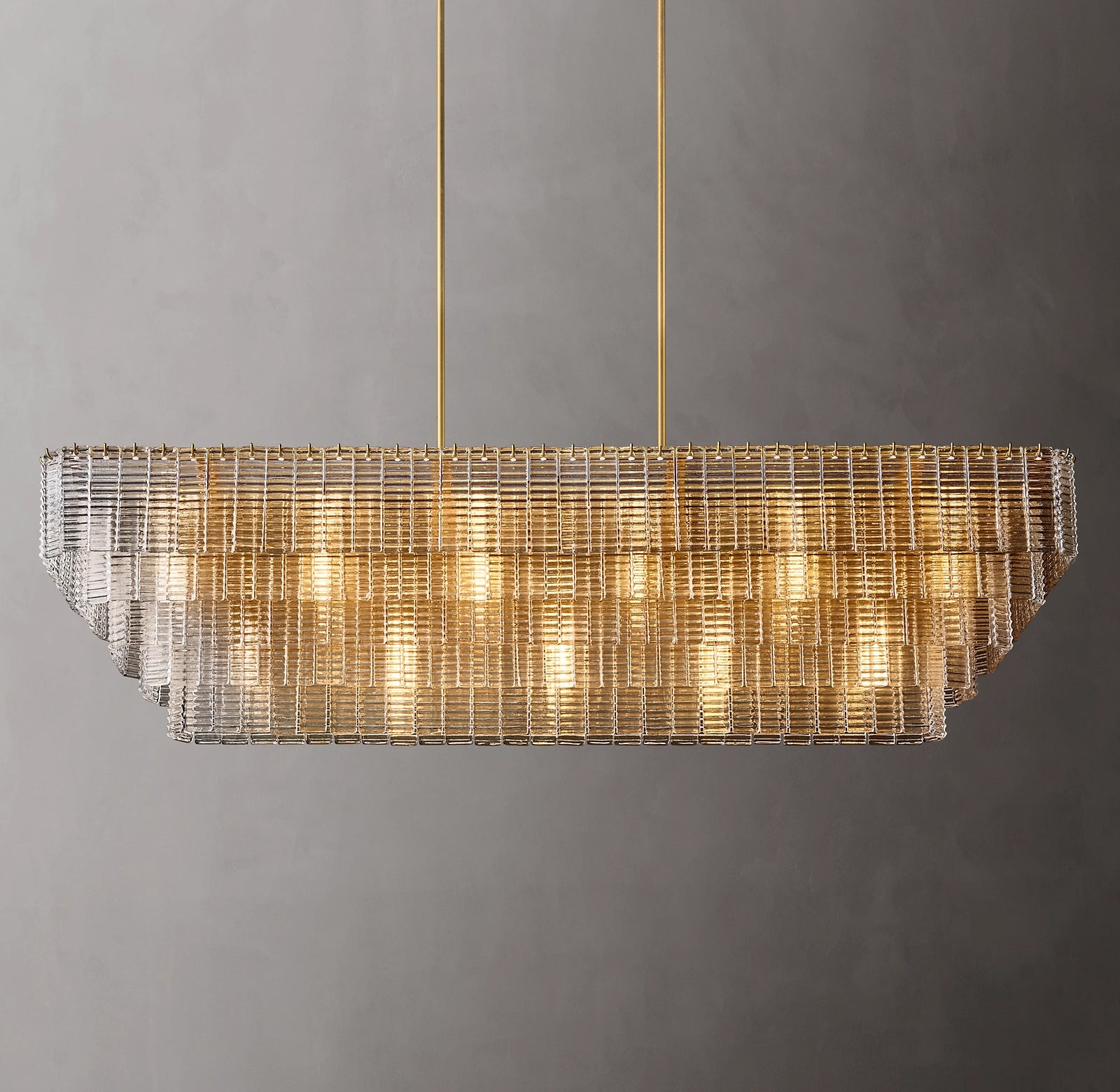 WOMO Ribbed Glass Rectangular Chandelier - Sirene