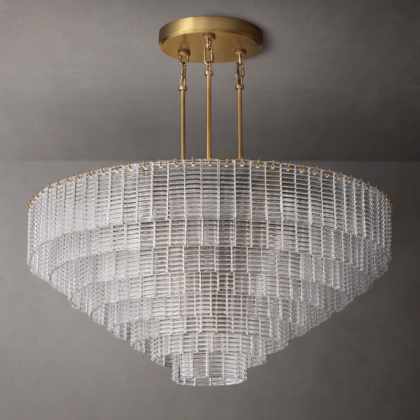 WOMO Ribbed Clear Glass Tiered Chandelier - Sirene