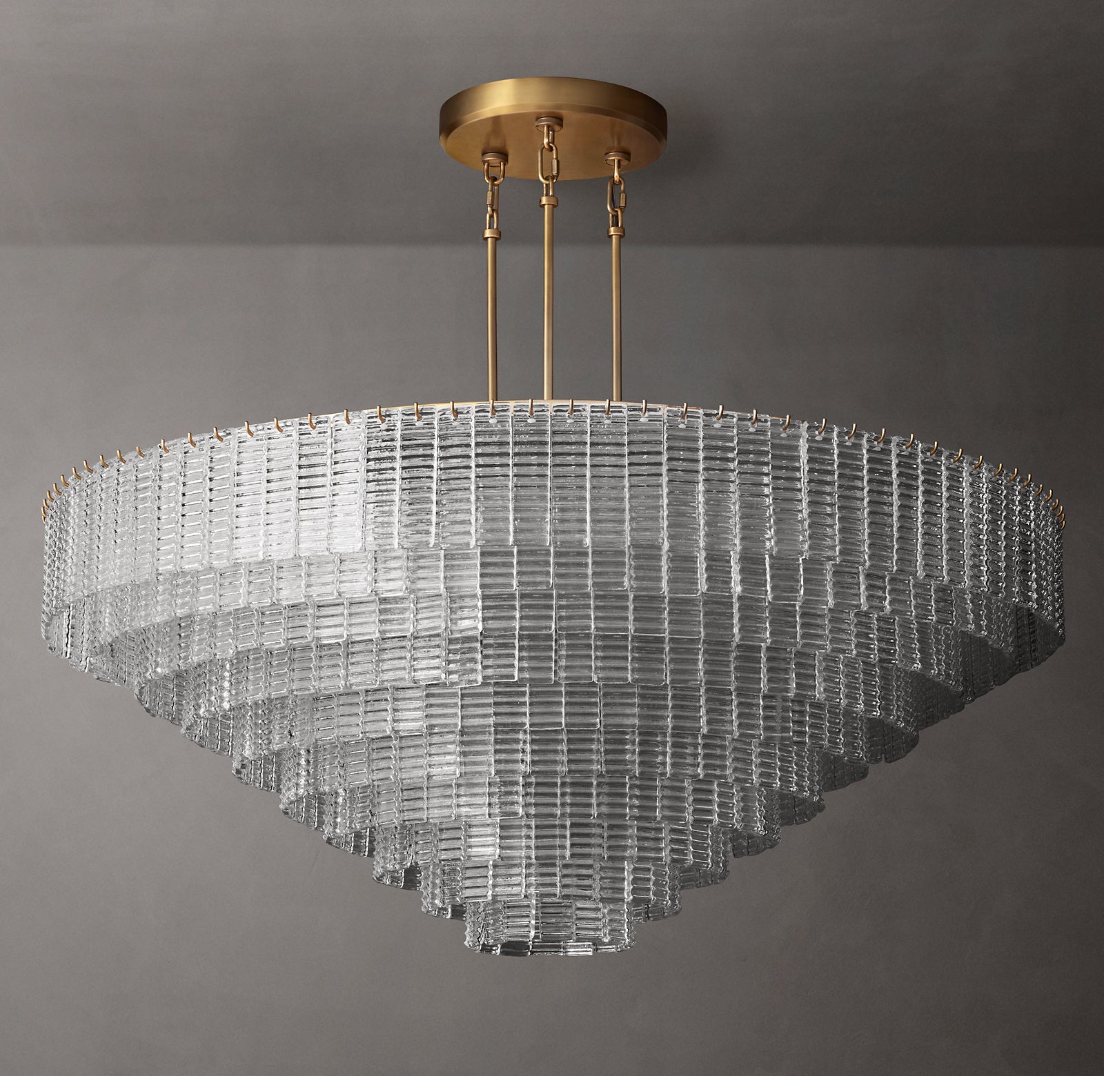 WOMO Ribbed Clear Glass Tiered Chandelier - Sirene