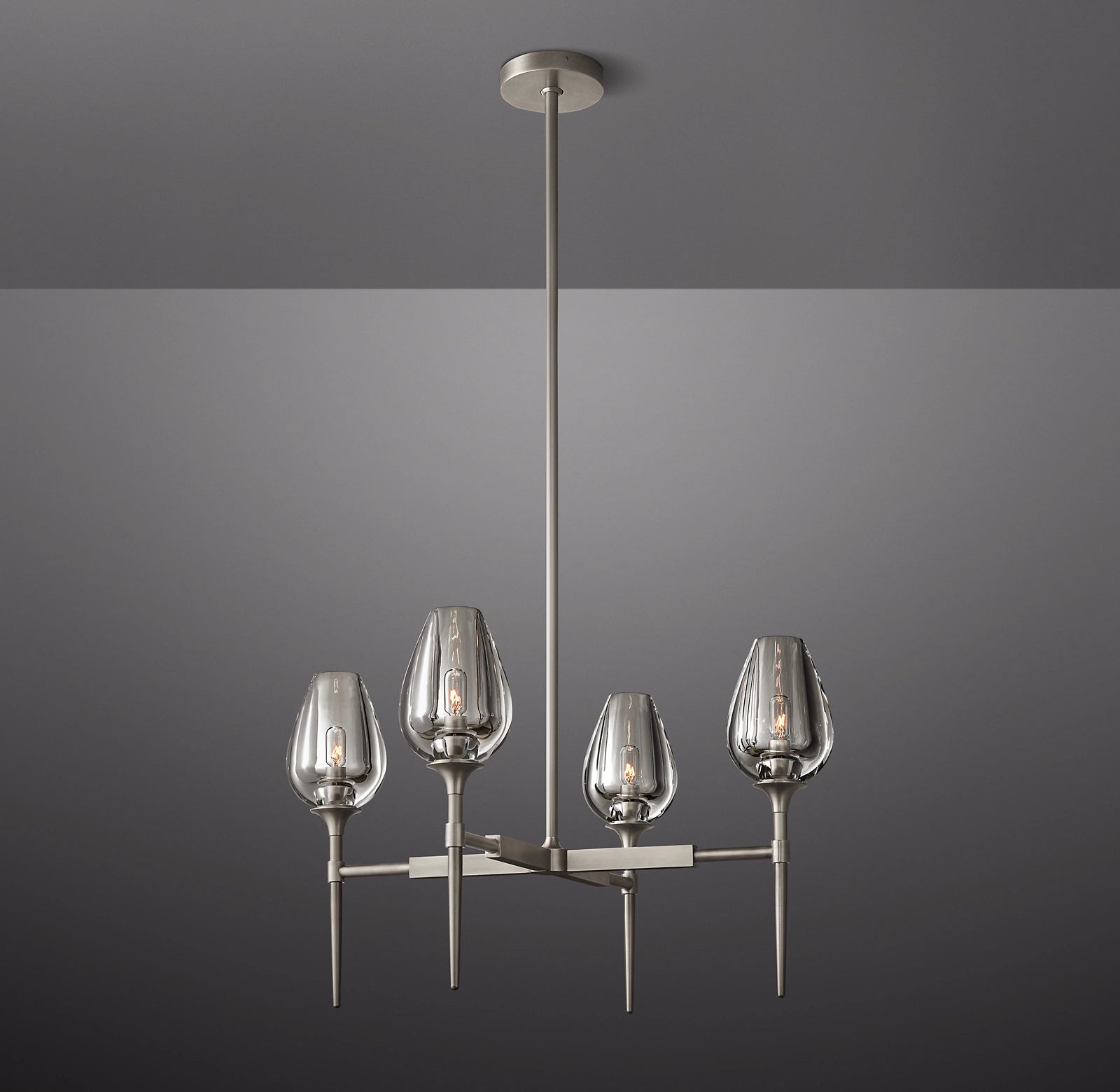 WOMO 27 Inch Torchiere Crystal Arm Chandelier - Tulip