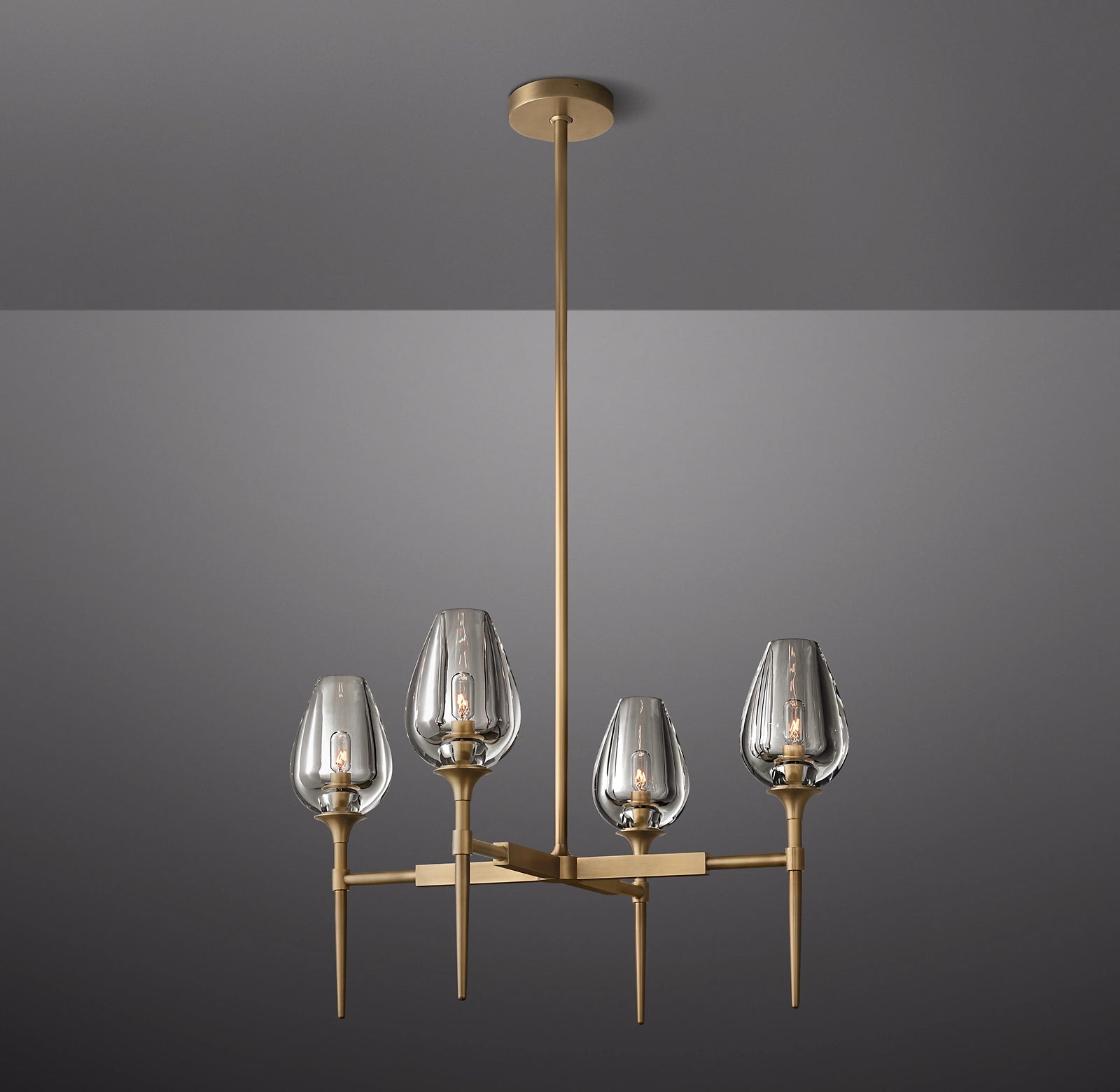 WOMO 27 Inch Torchiere Crystal Arm Chandelier - Tulip