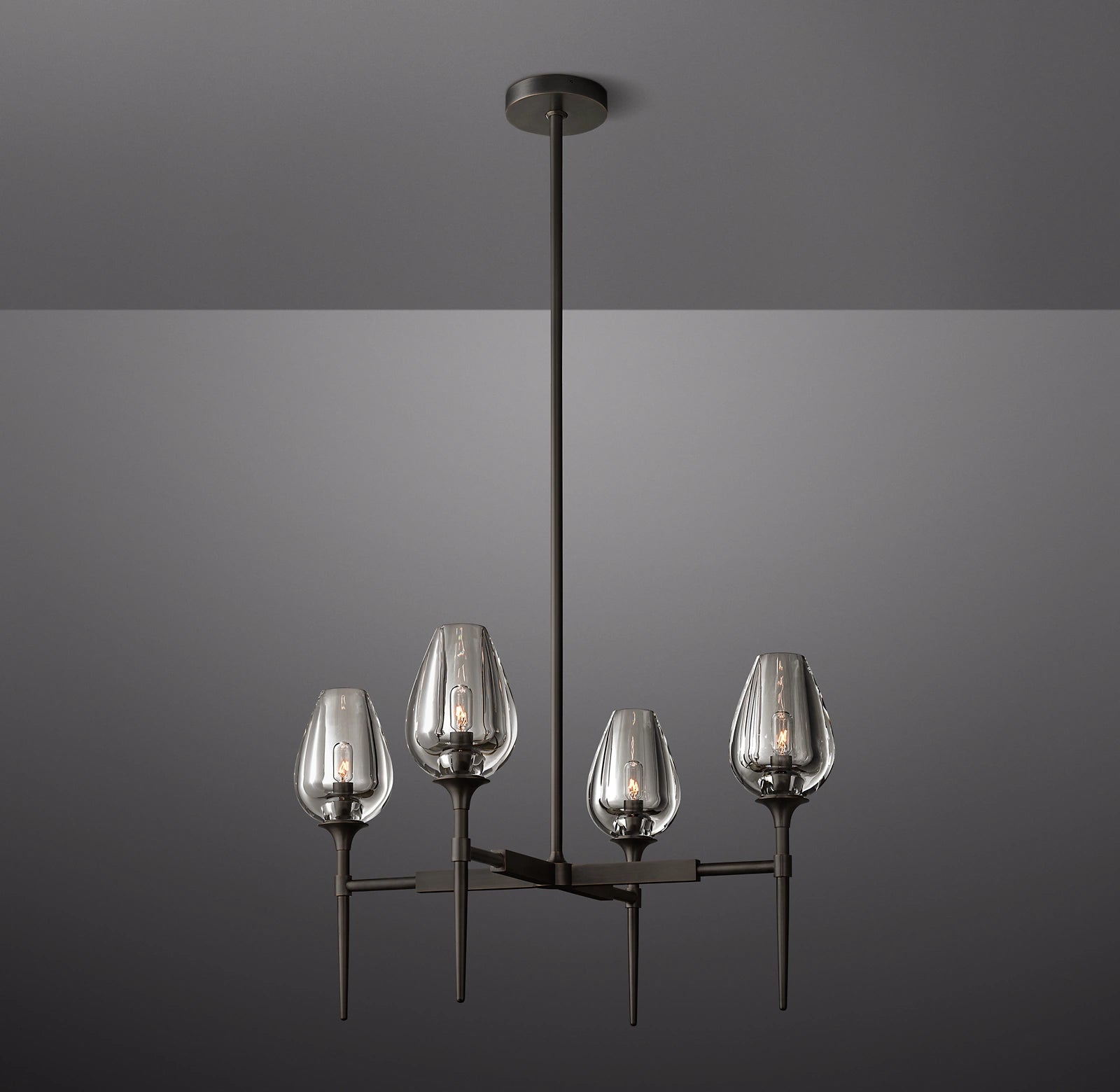 WOMO 27 Inch Torchiere Crystal Arm Chandelier - Tulip