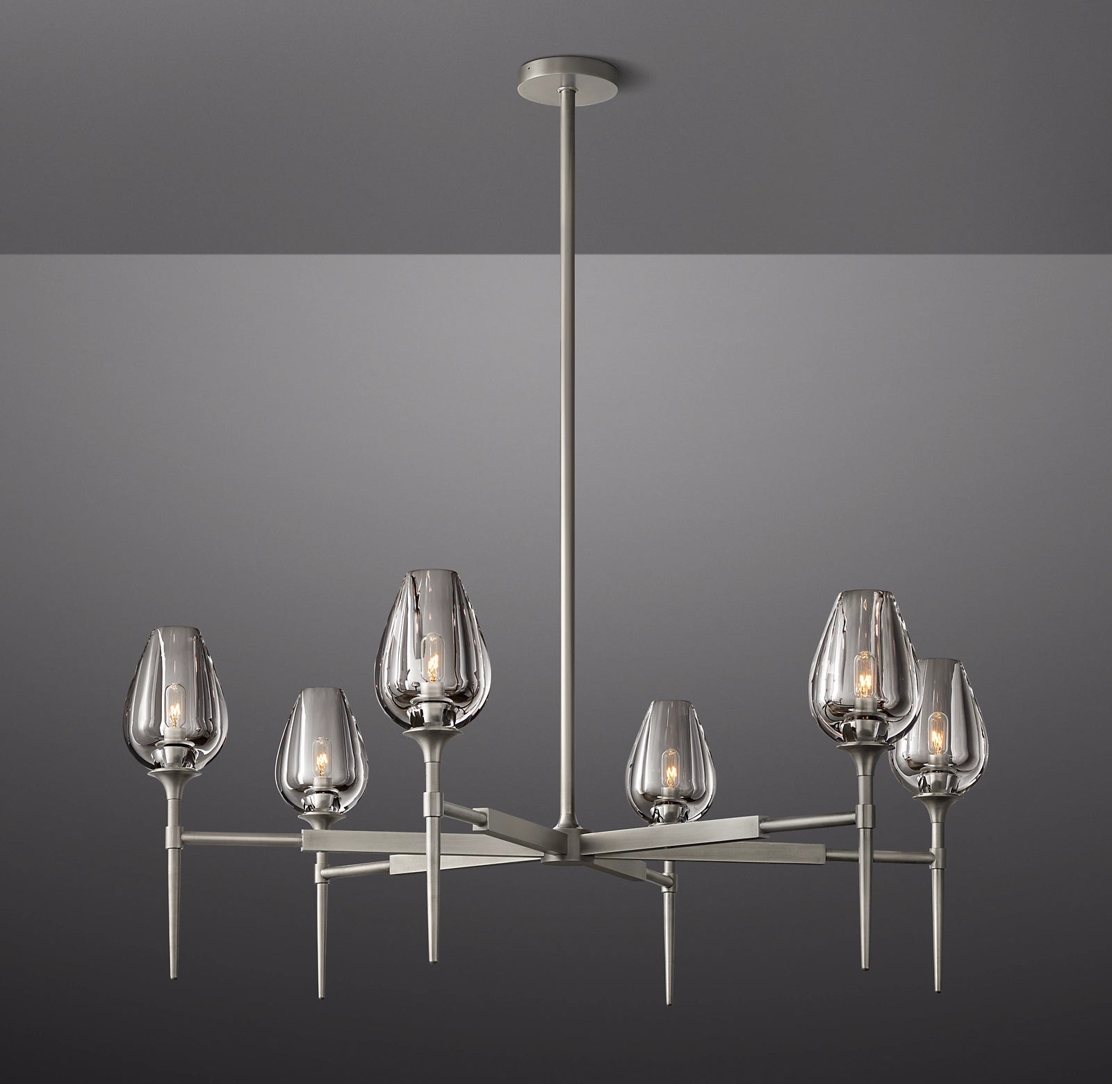 WOMO 27 Inch Torchiere Crystal Arm Chandelier - Tulip