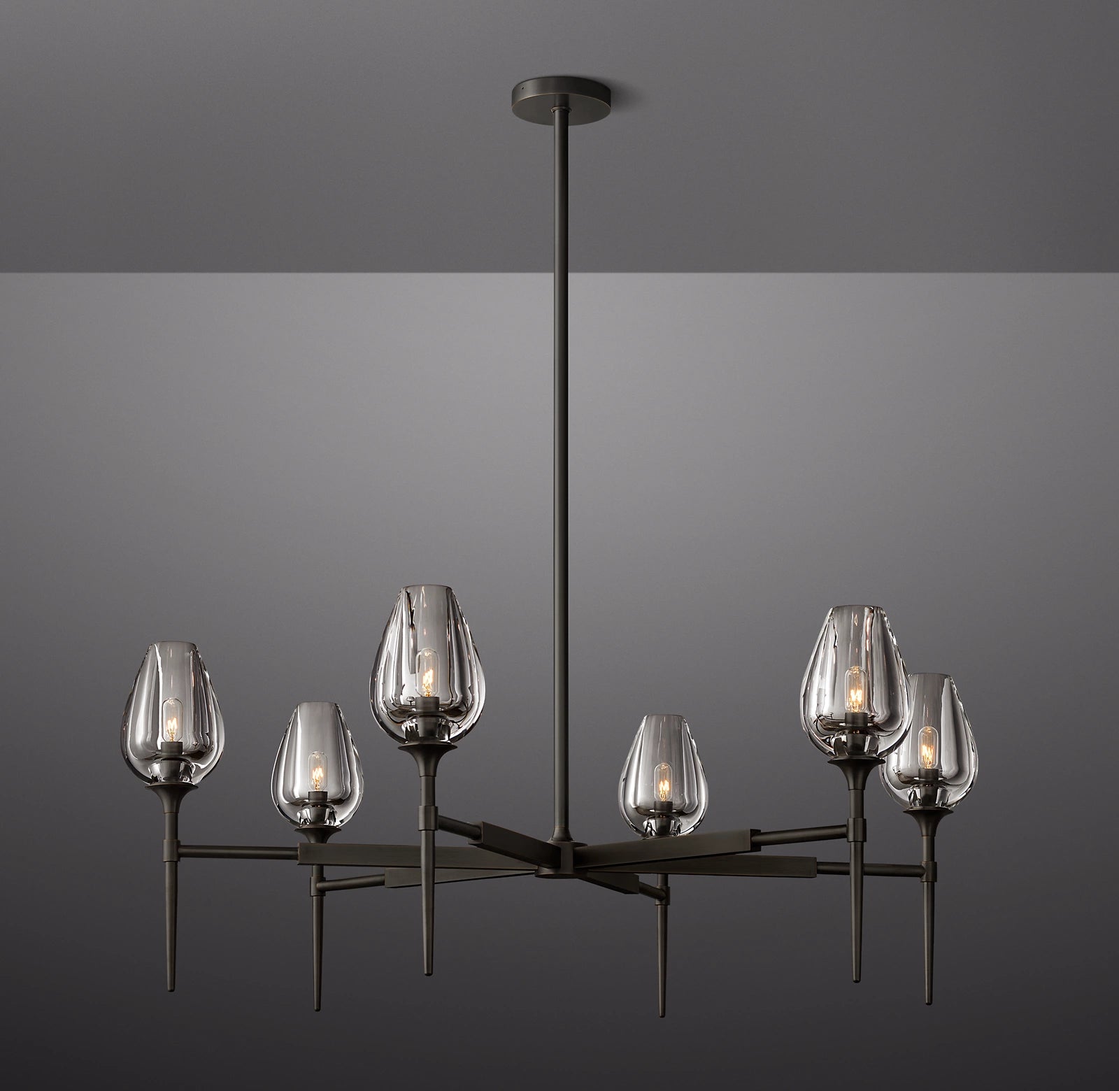 WOMO 27 Inch Torchiere Crystal Arm Chandelier - Tulip