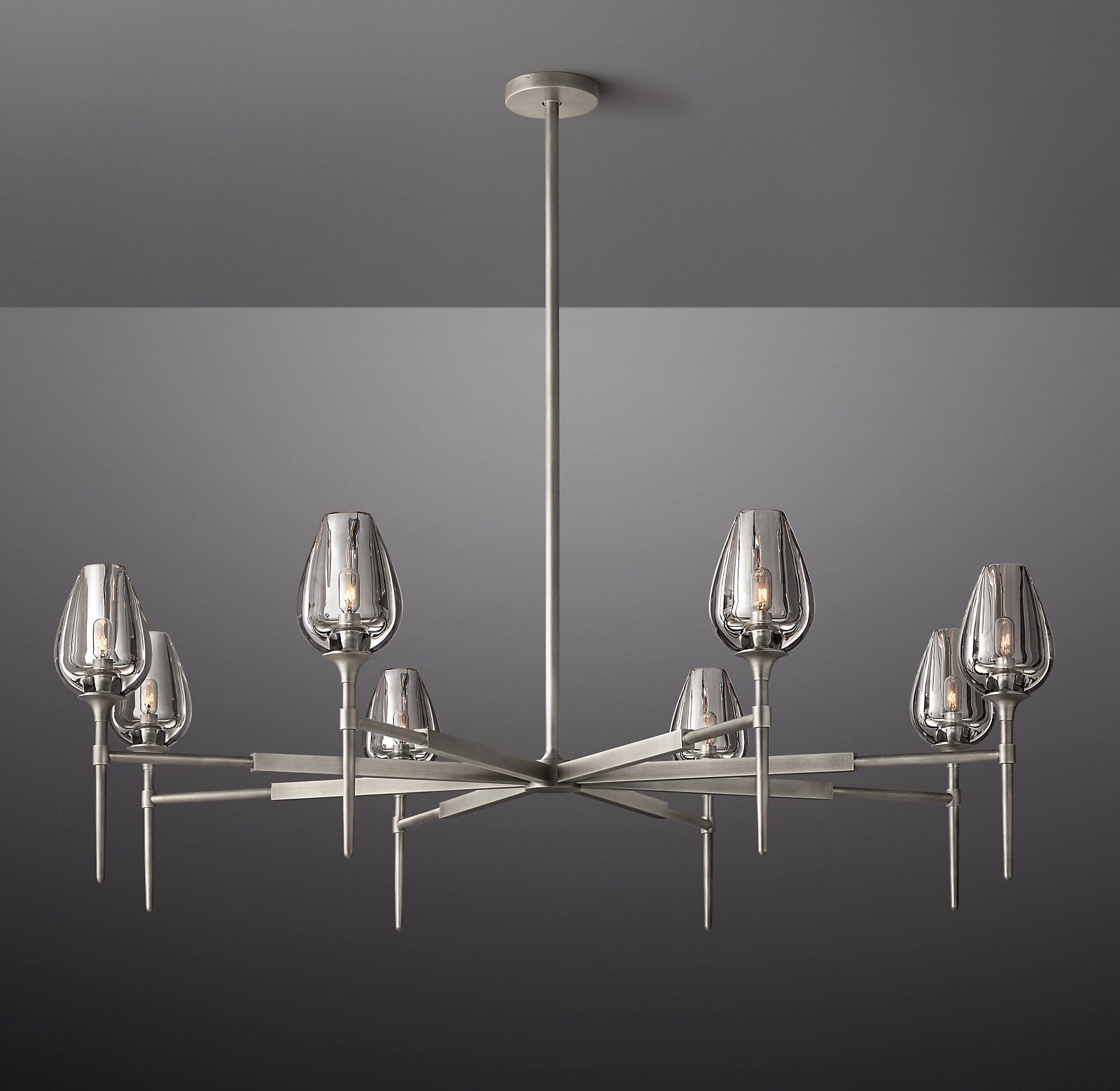 WOMO 27 Inch Torchiere Crystal Arm Chandelier - Tulip