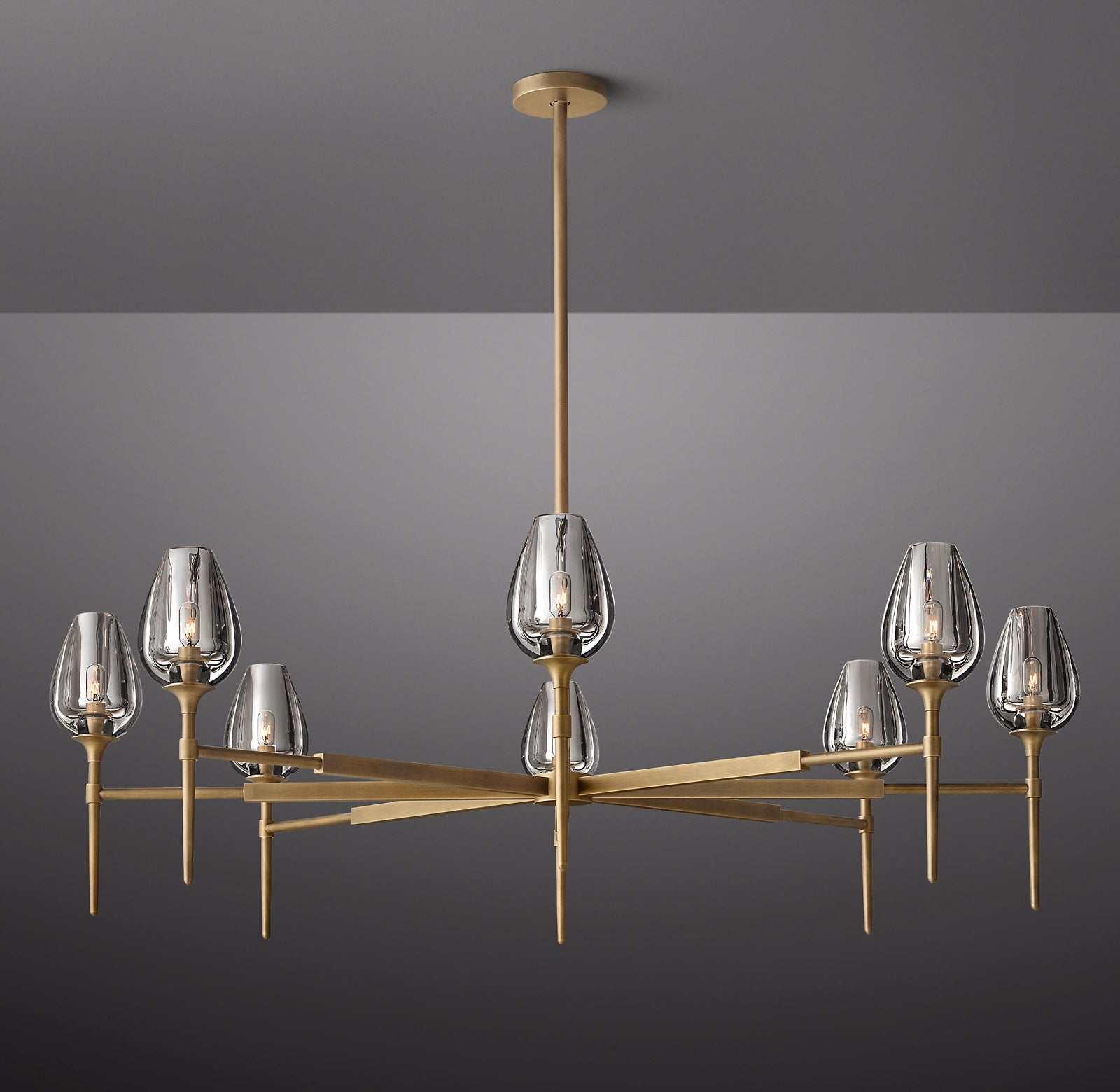 WOMO 27 Inch Torchiere Crystal Arm Chandelier - Tulip