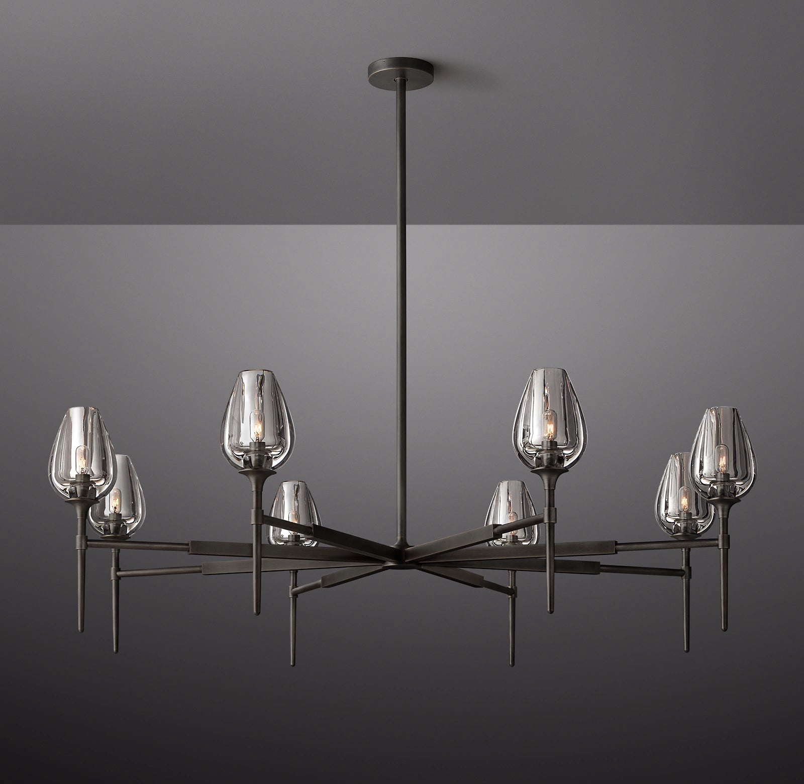 WOMO 27 Inch Torchiere Crystal Arm Chandelier - Tulip