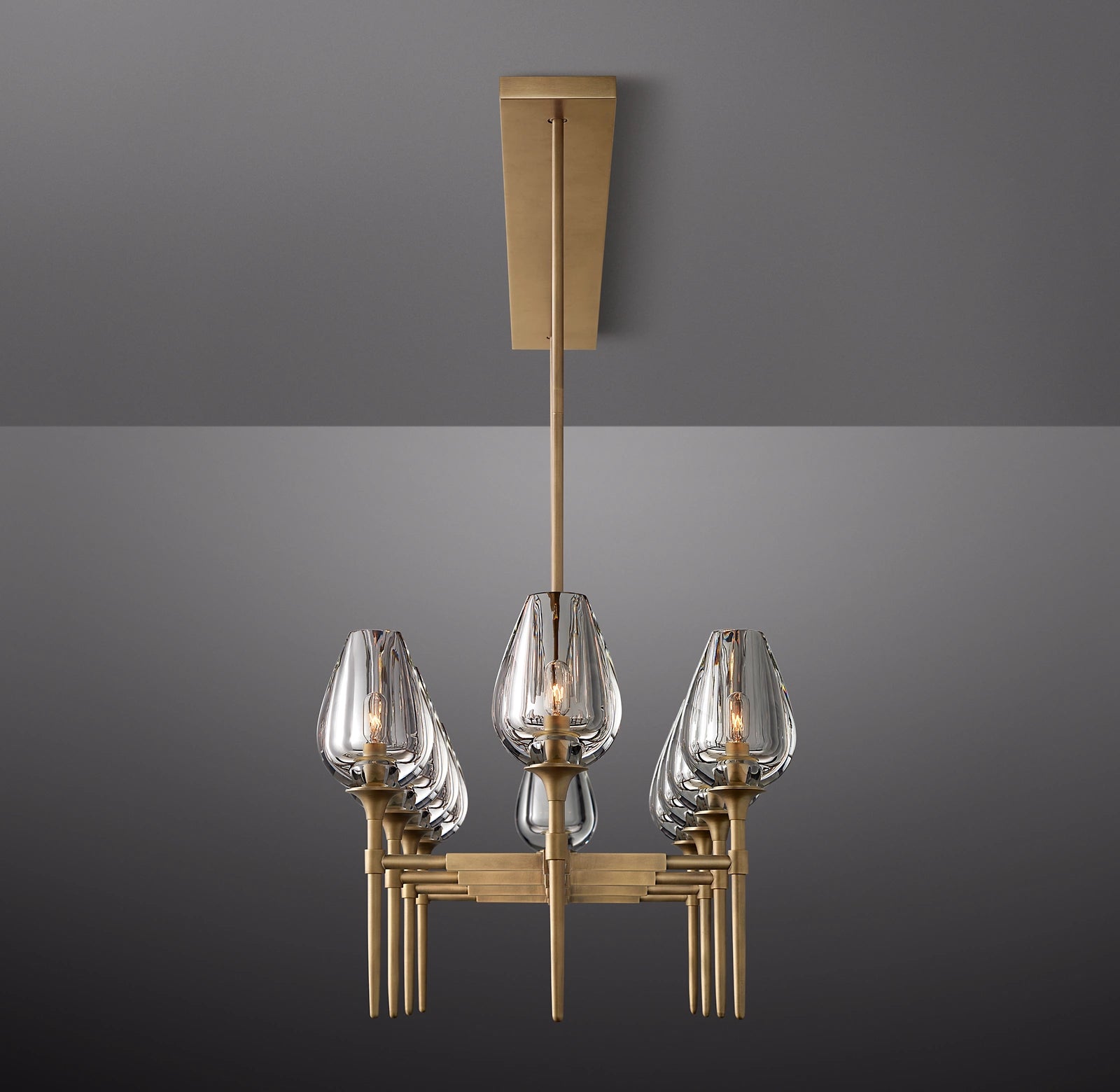 WOMO Torchiere Crystal Linear Chandelier - Tulip