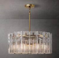 WOMO Clear Hammered Glass Round Chandelier - Lattice