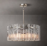 WOMO Clear Hammered Glass Round Chandelier - Lattice