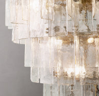 WOMO Clear Hammered Glass Tiered Chandelier - Lattice