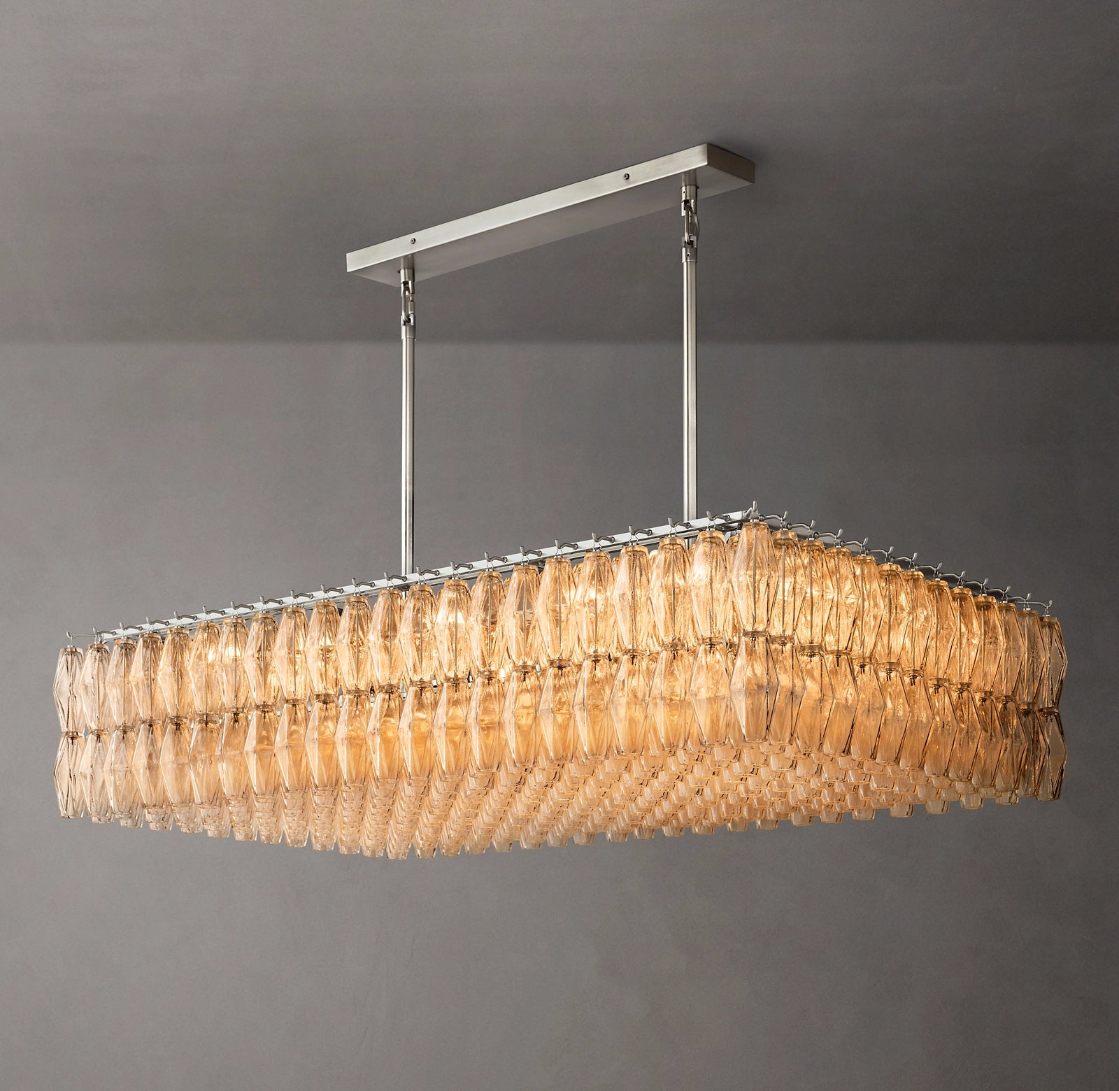 WOMO Clear Murano Glass Rectangular Chandelier - Chiara