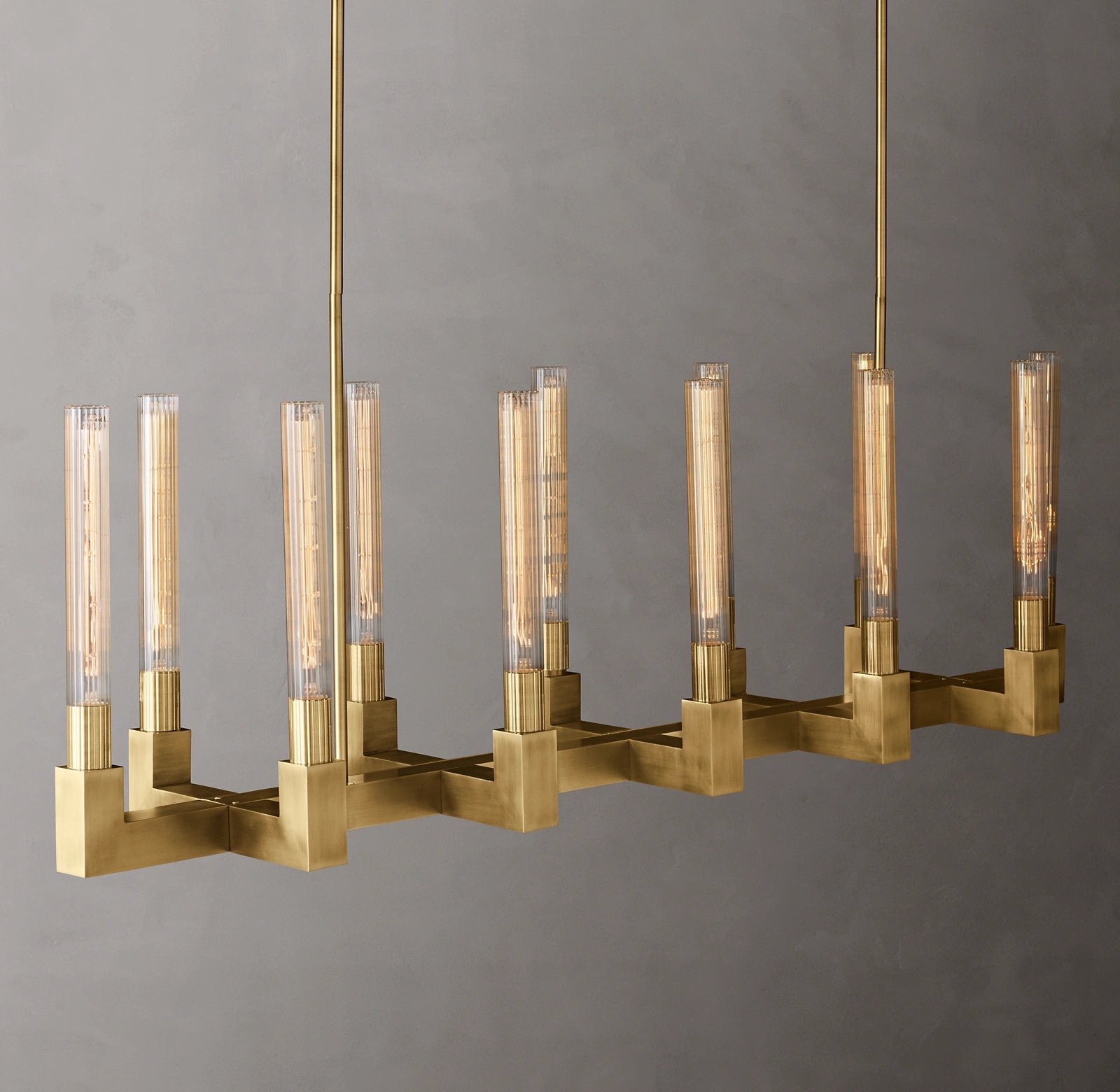WOMO Fluted-Glass Candlestick Linear Chandelier - Cannele
