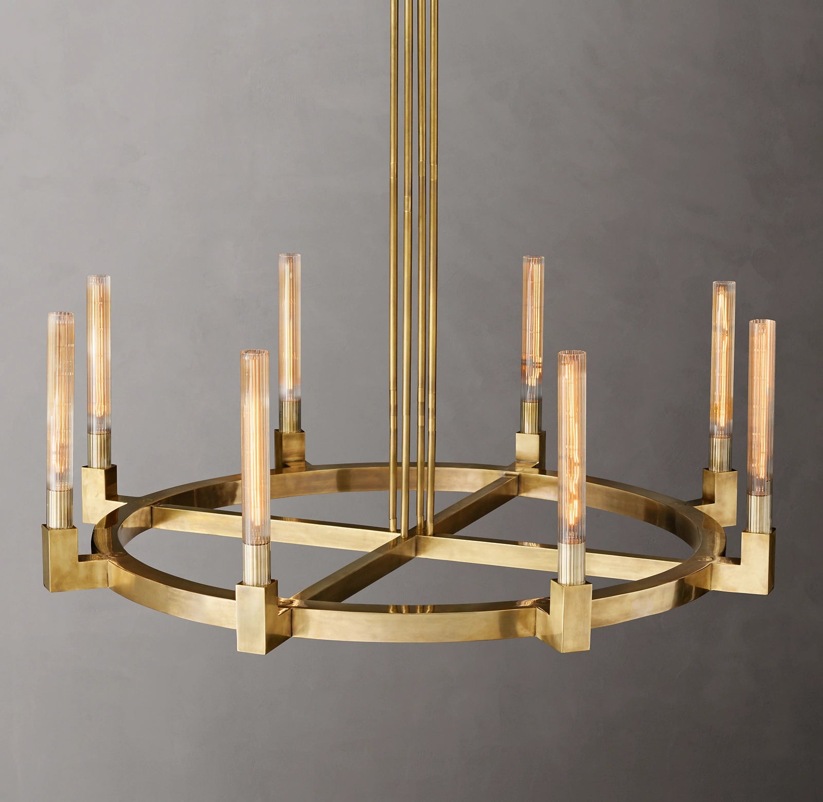 WOMO Fluted-Glass Candlestick Round Chandelier - Cannele