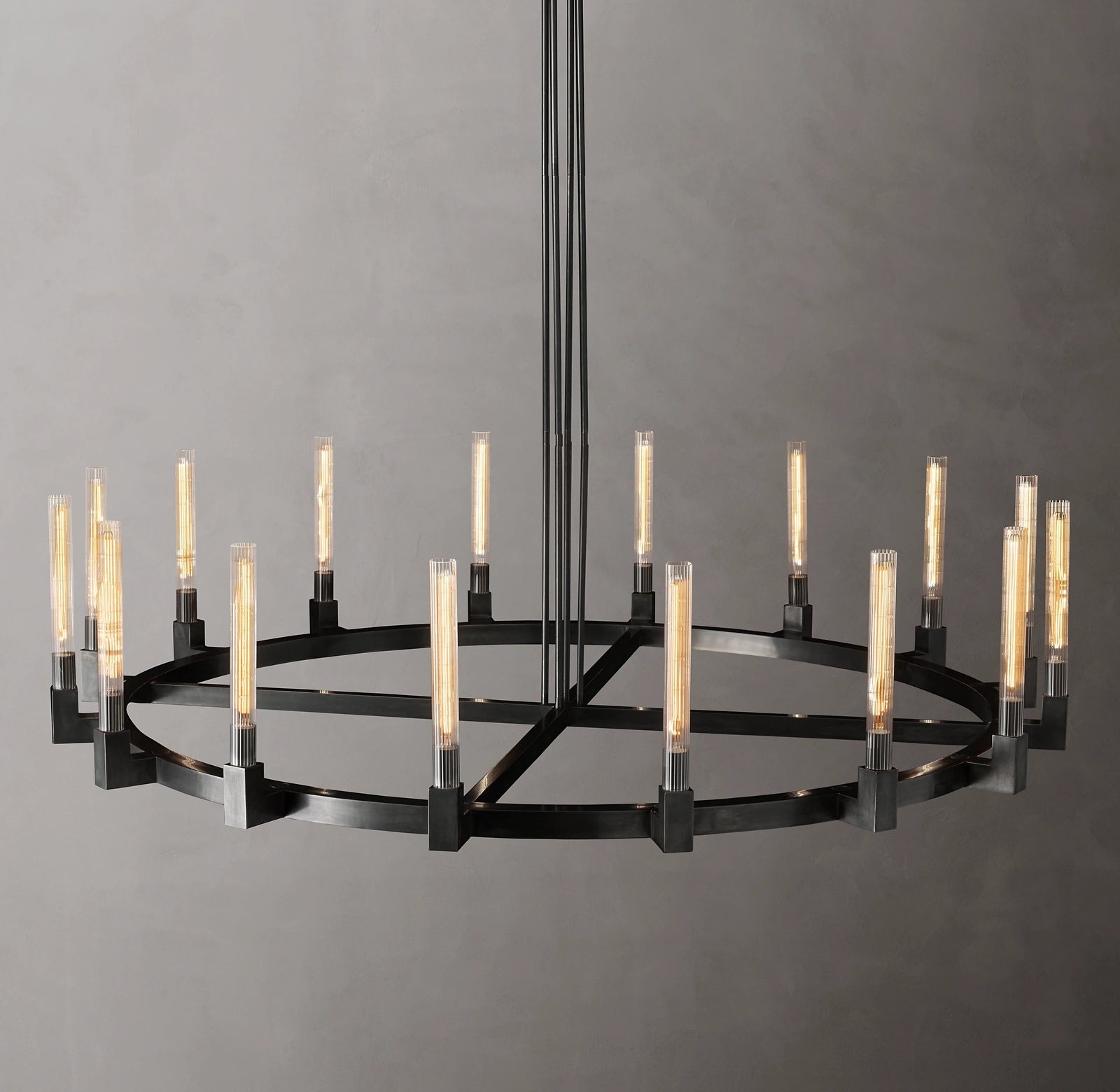 WOMO Fluted-Glass Candlestick Round Chandelier - Cannele