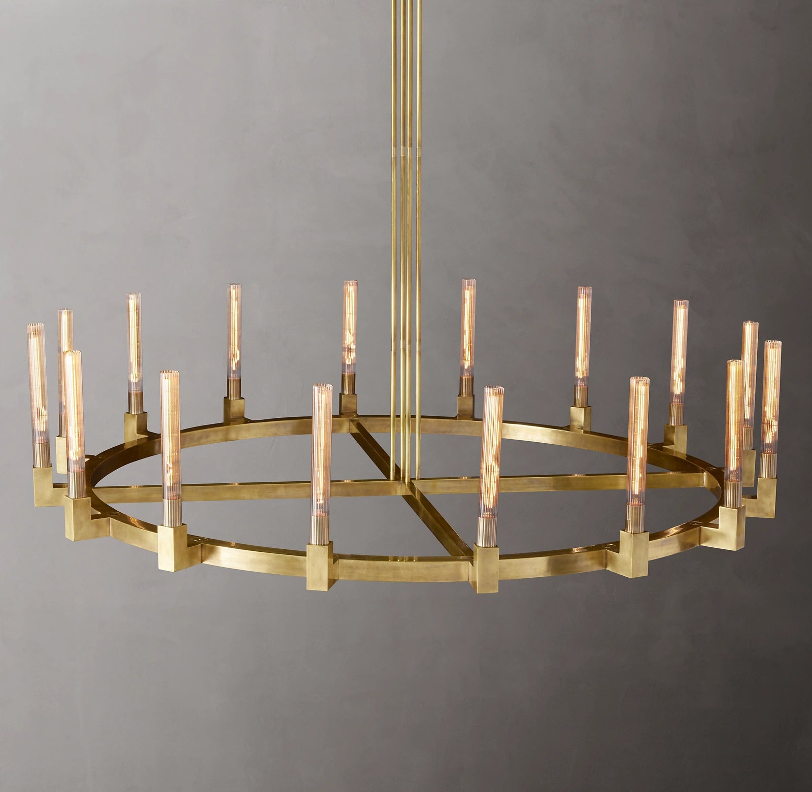 WOMO Fluted-Glass Candlestick Round Chandelier - Cannele