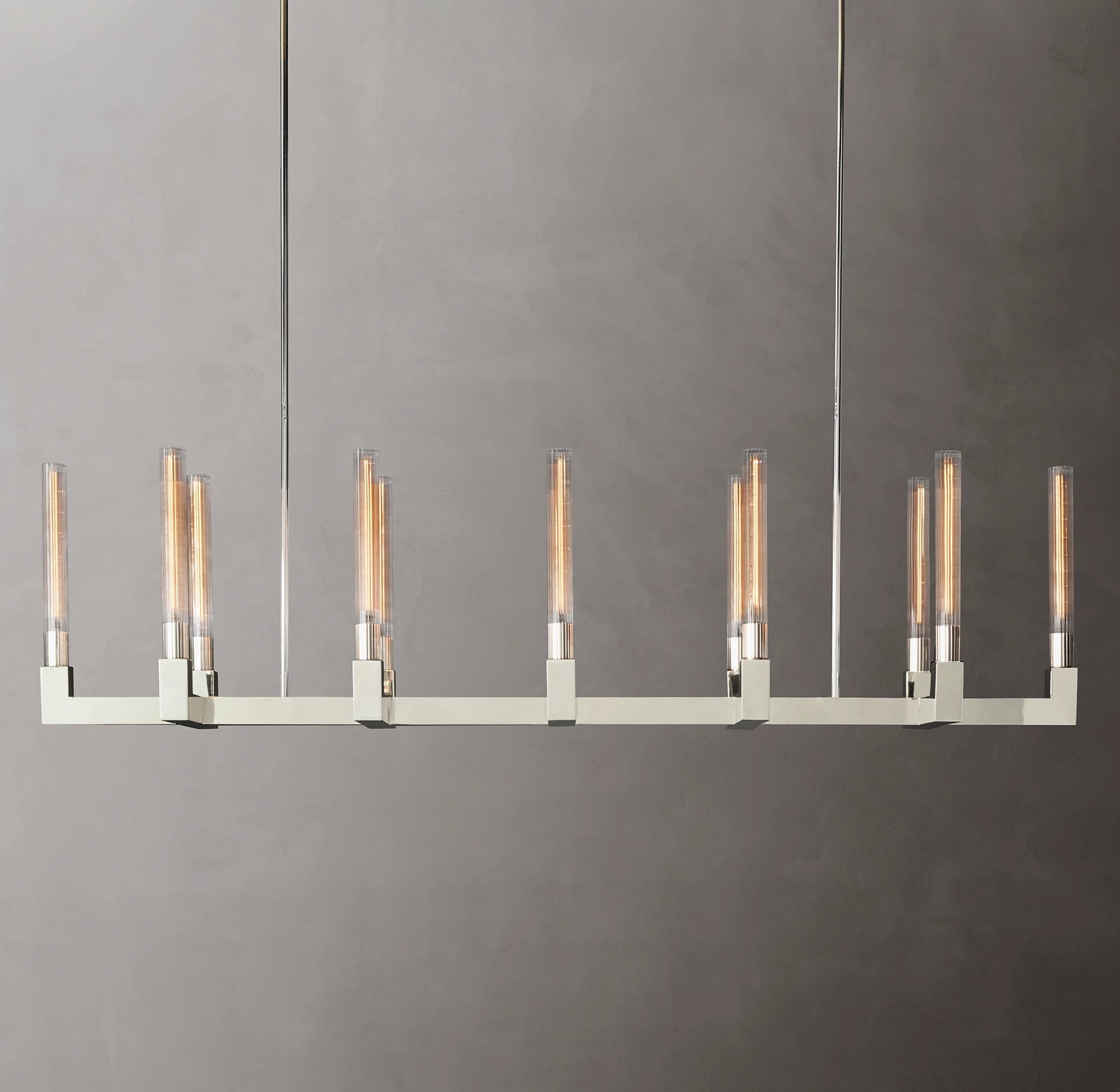 WOMO Fluted-Glass Candlestick Linear Chandelier - Cannele