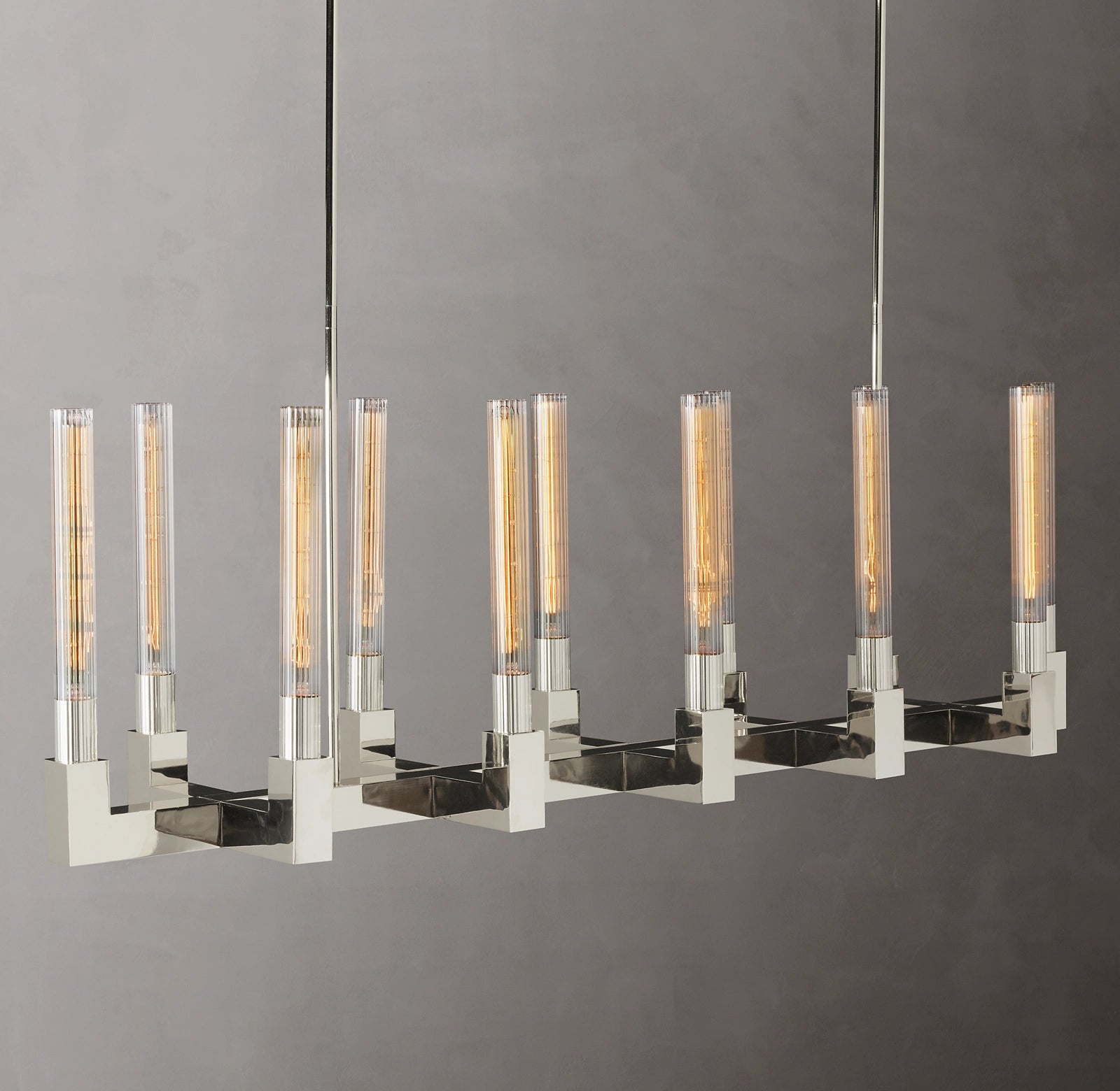 WOMO Fluted-Glass Candlestick Linear Chandelier - Cannele