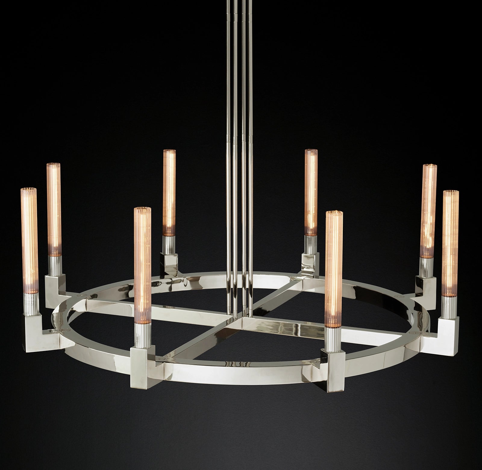 WOMO Fluted-Glass Candlestick Round Chandelier - Cannele