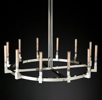 WOMO Fluted-Glass Candlestick Round Chandelier - Cannele