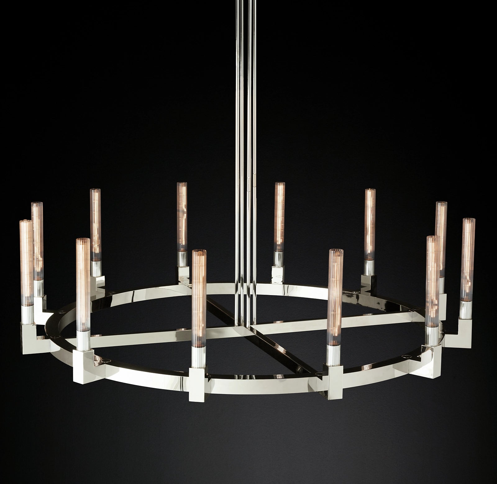 WOMO Fluted-Glass Candlestick Round Chandelier - Cannele