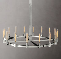 WOMO Fluted-Glass Candlestick Round Chandelier - Cannele