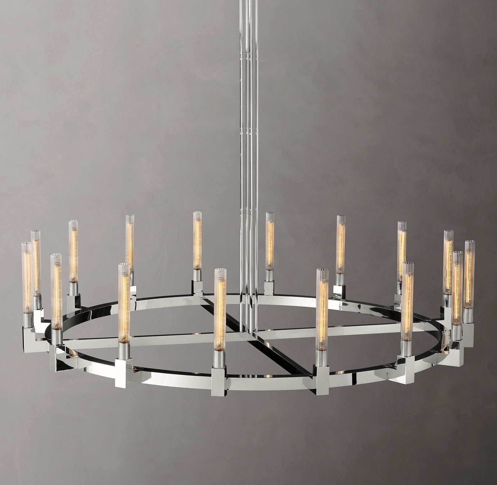 WOMO Fluted-Glass Candlestick Round Chandelier - Cannele