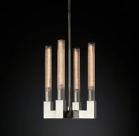 WOMO Fluted-Glass Candlestick Round Chandelier - Cannele
