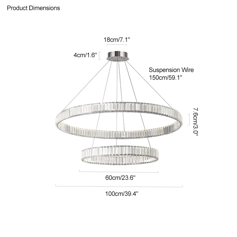 WOMO 2 Tier Crystal Prism Circular Chandelier-WM2192