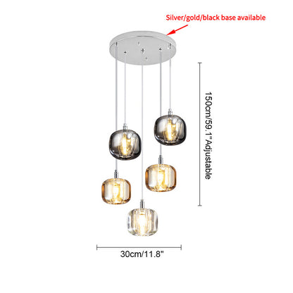 WOMO Colored Glass Multi Pendant Chandelier-WM2111